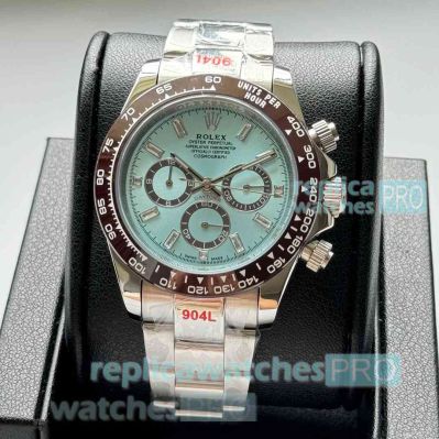 Copy Rolex Cosmo Daytona Ice Blue Baguette Stainless Steel 904l Watch